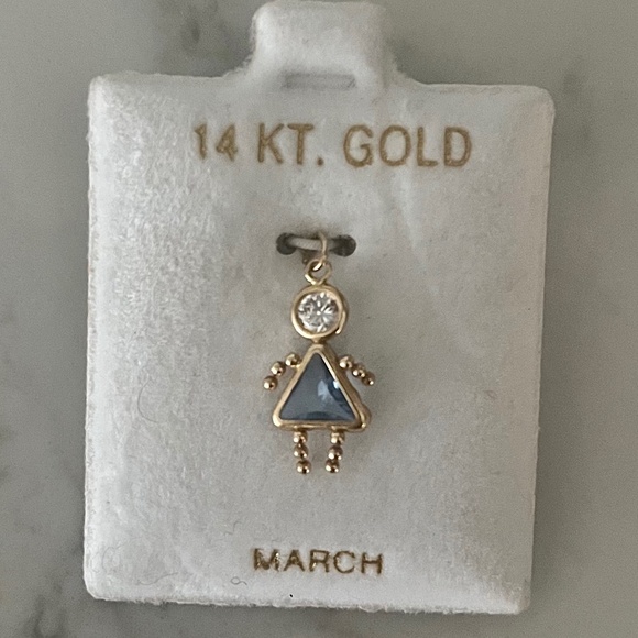 14 KT Gold Aquamarine March Birthstone Pendant - Picture 1 of 2